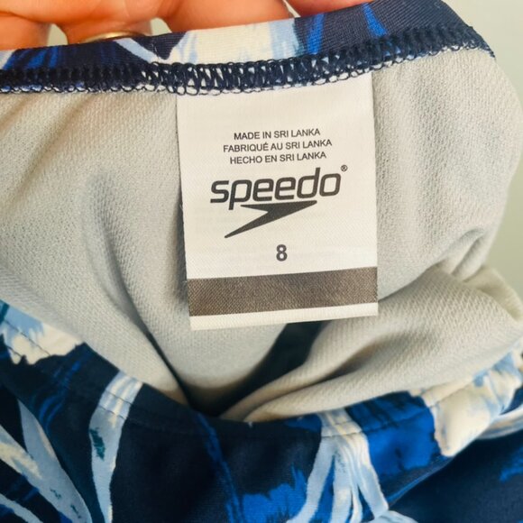 Speedo Blue Floral One Piece Peekaboo Tie Front Swimsuit | Size 8 - Picture 8 of 8